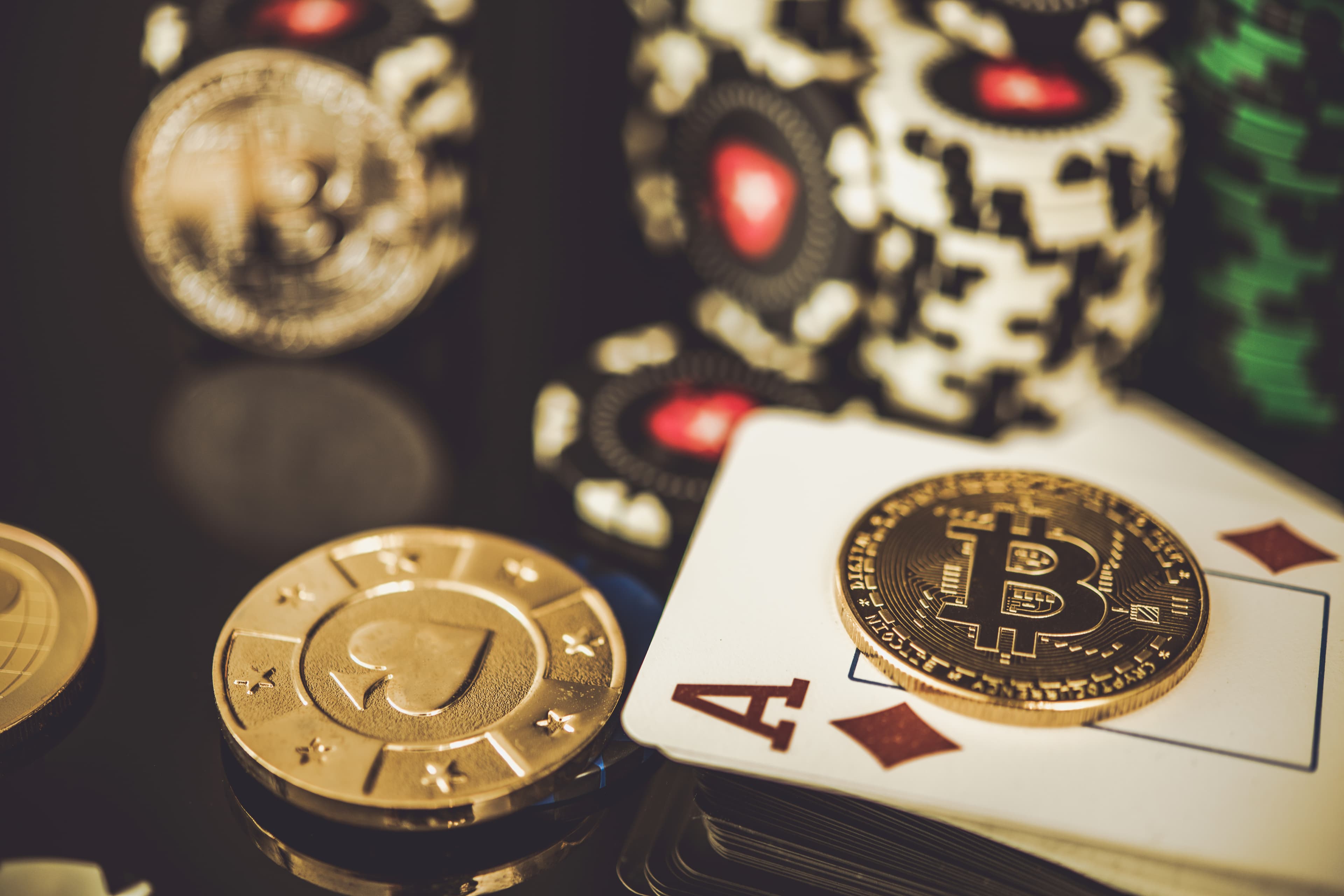 Casino chips on a gaming table